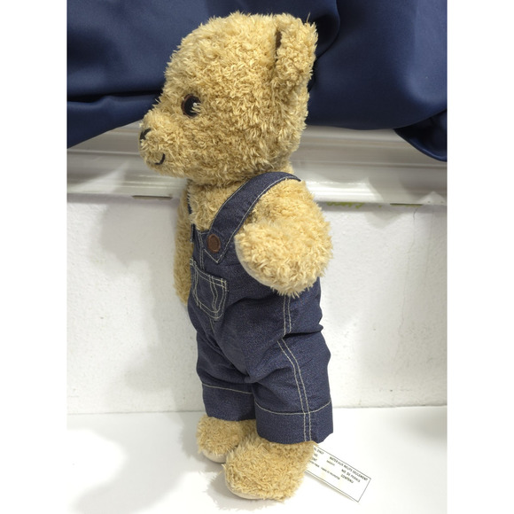 IKEA BRUMMA Teddy Bear Jointed Cuddle Brown Plush in Blue Denim Overalls - Picture 5 of 12